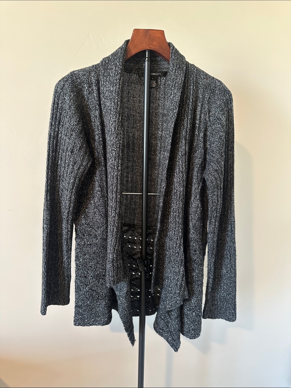 89th & Madison Charcoal Gray Open-Front Women's Cardigan